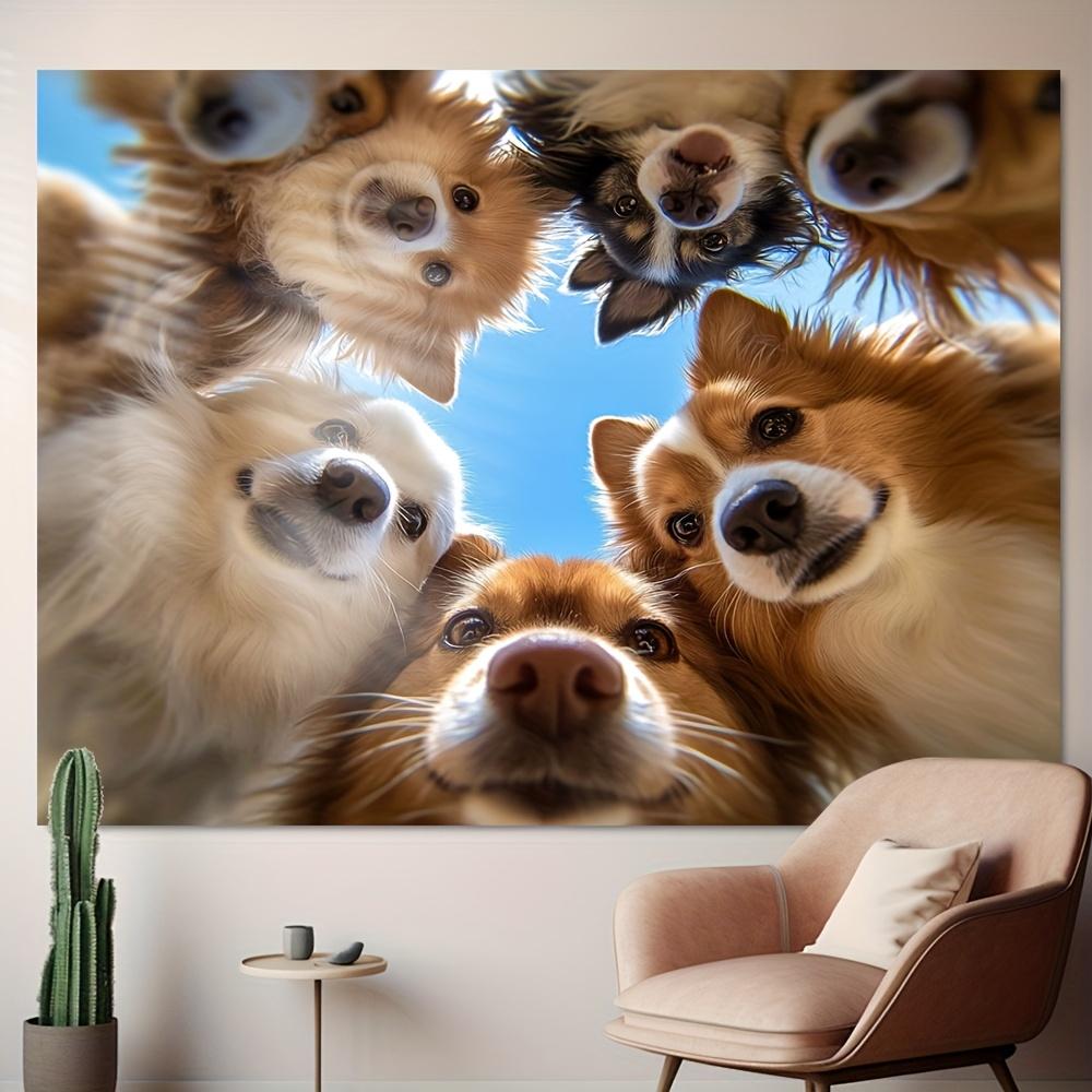1Pc Cute Dog Faces Wall Tapestry Washable Polyester Wall Hanging for Bedroom Living Room Office Party Home Decor