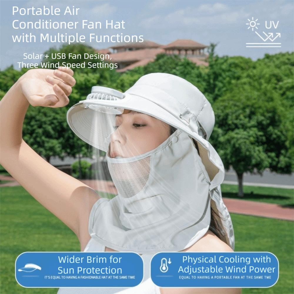 Face Cover Solar-Powered Fan Hat Large Brim Fisherman Hat Fashion UV Protection Hat Gardening
