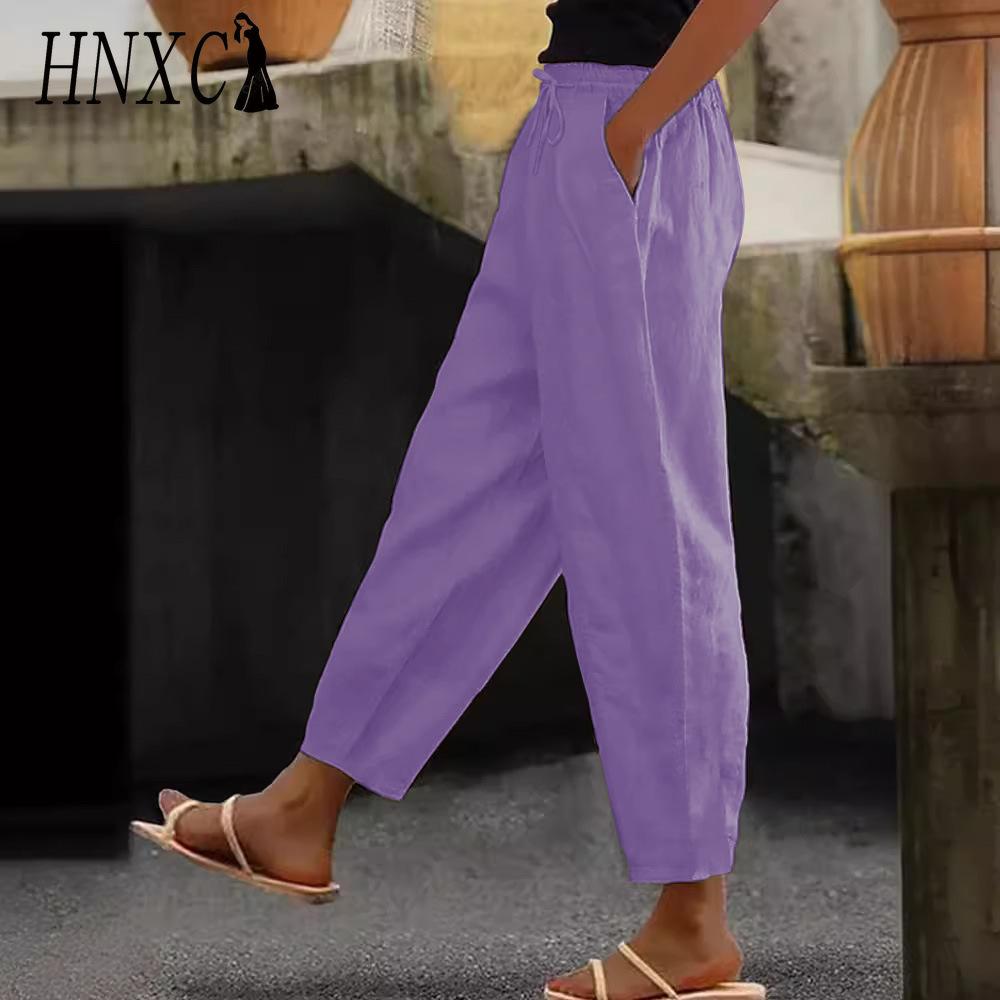 HNXC Женские модные повседневные однотонные брюки и капри с принтом
