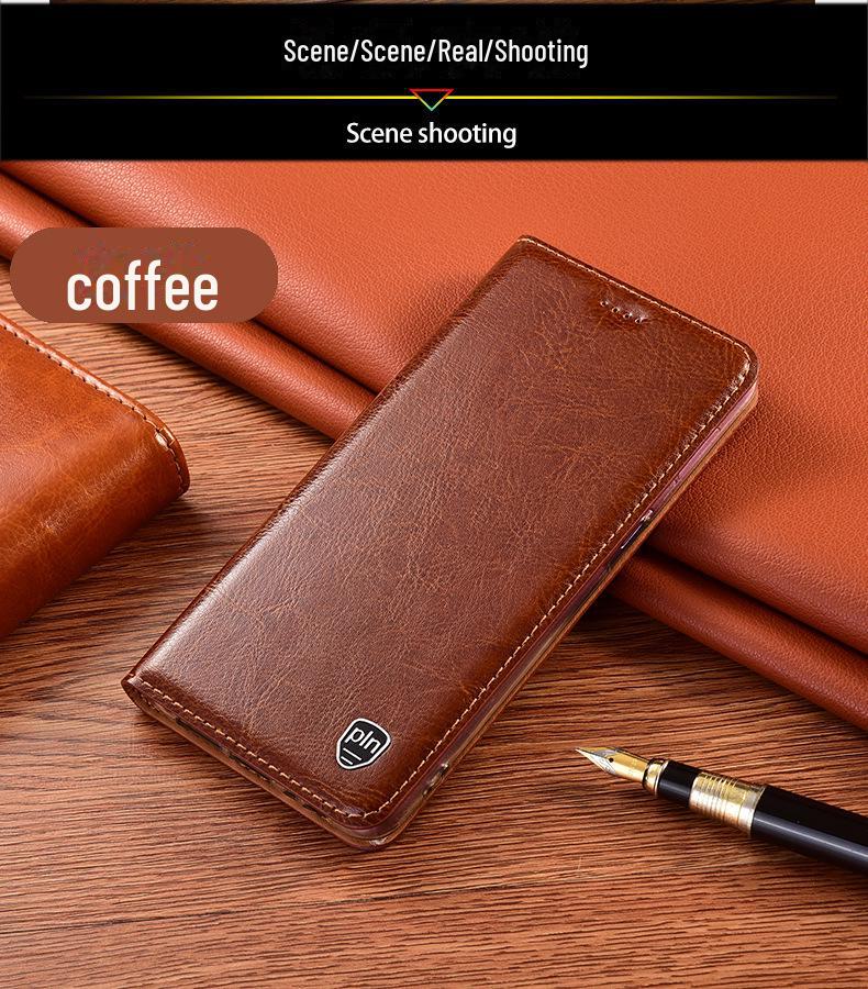 Samsung A23/A24/A30/A31 Genuine Leather Flip Case - Crazy Horse Protective Cover.