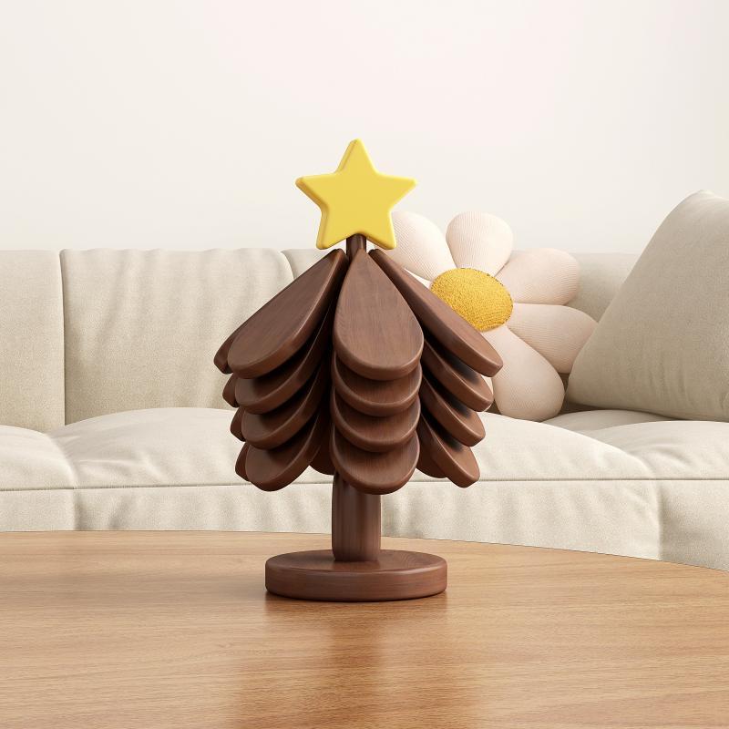 Pine and Bamboo Insulation Mat, Dining Table Decoration, a Tree and Small Tree Insulation Mat, Creative Folding Dining Plate, Tree Shape