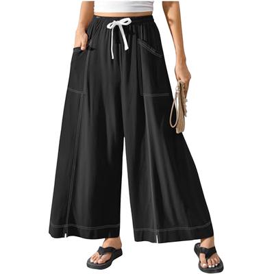 Женские повседневные модные однотонные брюки свободного кроя с прямыми штанинами