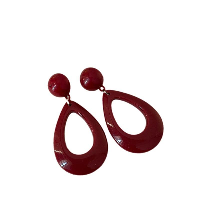 Серьги-гвоздики Ankola из красной смолы Love, женские, в гонконгском стиле, французские, ретро, элегантные, универсальные