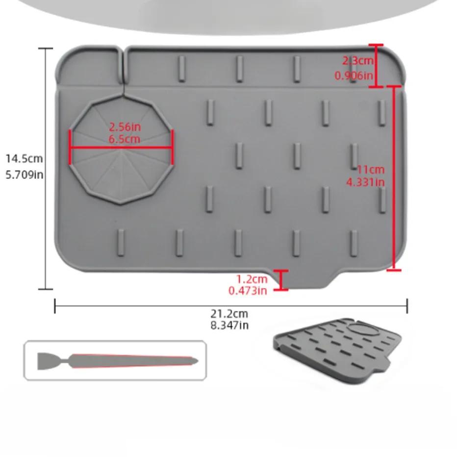 Kitchen Silicone Faucet Mat Absorbent Mat Sink Splash Guard Drain Pad Double Sided Use Bathroom Sink Countertop Protector Mat