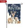 Colorlife Hello Winter Reindeer Snowflake Garden Flag Outside, Winter Rustic Seasonal Yard Outdoor Decorative Flag