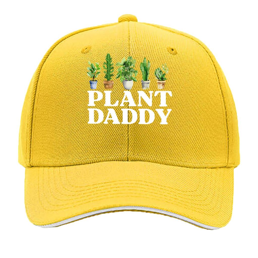 Унисекс S Винтажная Кепка 'Plant Daddy' Регулируемая с Дизайном Растения в Горшке Текст 'PLANT DADDY' Потертая Кепка-Дальнобойщик с Козырьком