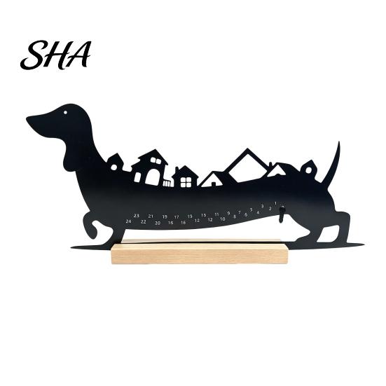 Indoor Holiday Ornaments 24?Day Christmas Countdown Dachshund Decor, Metal Silhouette Advent Calendar Ornament, Wrought Iron Decoration Funny