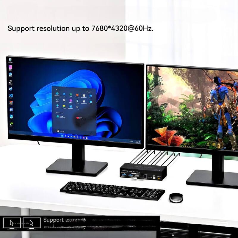 KVM-переключатель с поддержкой двух мониторов DP+HDMI