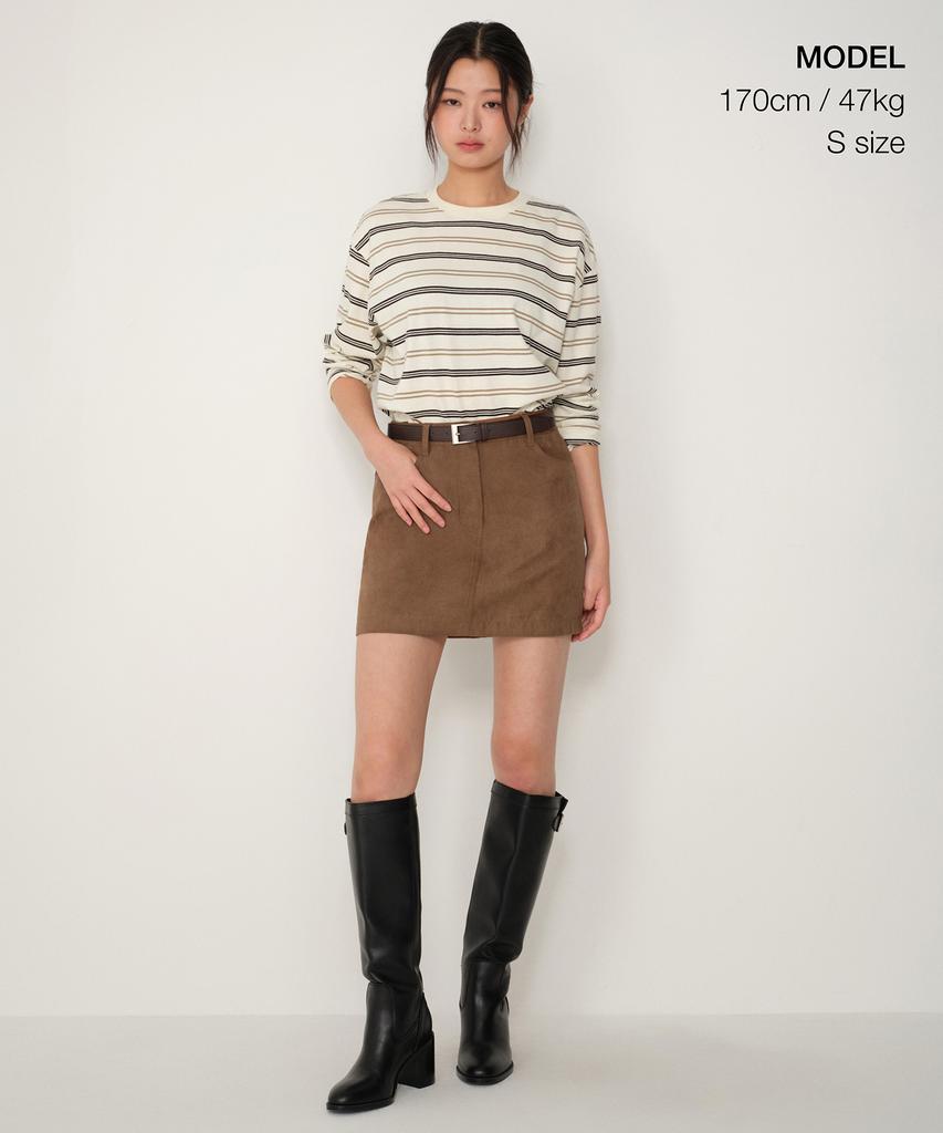 Musinsa Standard Woman Women'S Synthetic Suede Mini Skirt [Light Brown]