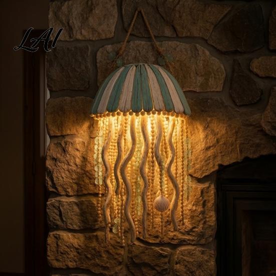 Decorative Resin Wall Decor Coastal Fish Pendant with Light Fish/Turtle/Jellyfish/Dolphin/Octopus/Whale Shape Ocean Small Sconce for Bedroom Themed