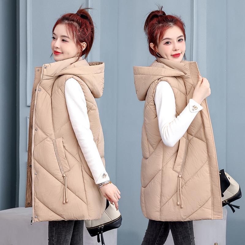 Осенне-зимний пуховый хлопковый жилет женский длиной до колена свободный жилет большого размера верхняя одежда жилет куртка