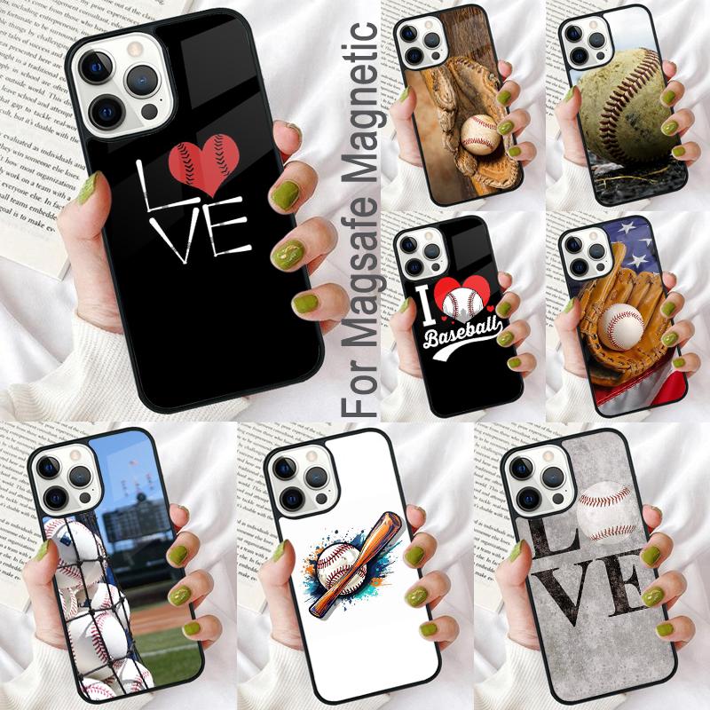 Love Baseball Sport Soft Phone Case for iPhone 17 Air 16e Pro max 15 Pro 13 14 Plus 11 12 MagSafe Magnetic Coque