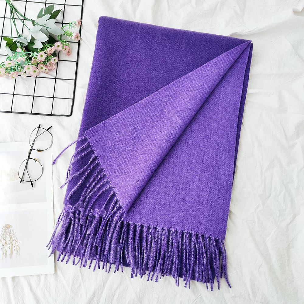 Thickened Solid Color Double Sided Imitation Cashmere Scarf Autumn and Winter Atmosphere Women's High End Versatile Men's Scarf Warm Shawl