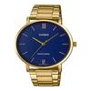 MTP-VT01G-2B Men's Gold Tone Stainless Steel Minimalistic Blue Dial 3-Hand Analog Watch