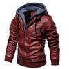 Men's PU Washed Leather Jacket Large Size Leather Jacket Hooded Fake Two-piece Jacket