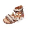 Ethnic Retro Children Fashion Casual Sandals Tassels 2024 Back Zipper Summer New Breathable Girls Sandals Kids Pattern GLADIATOR