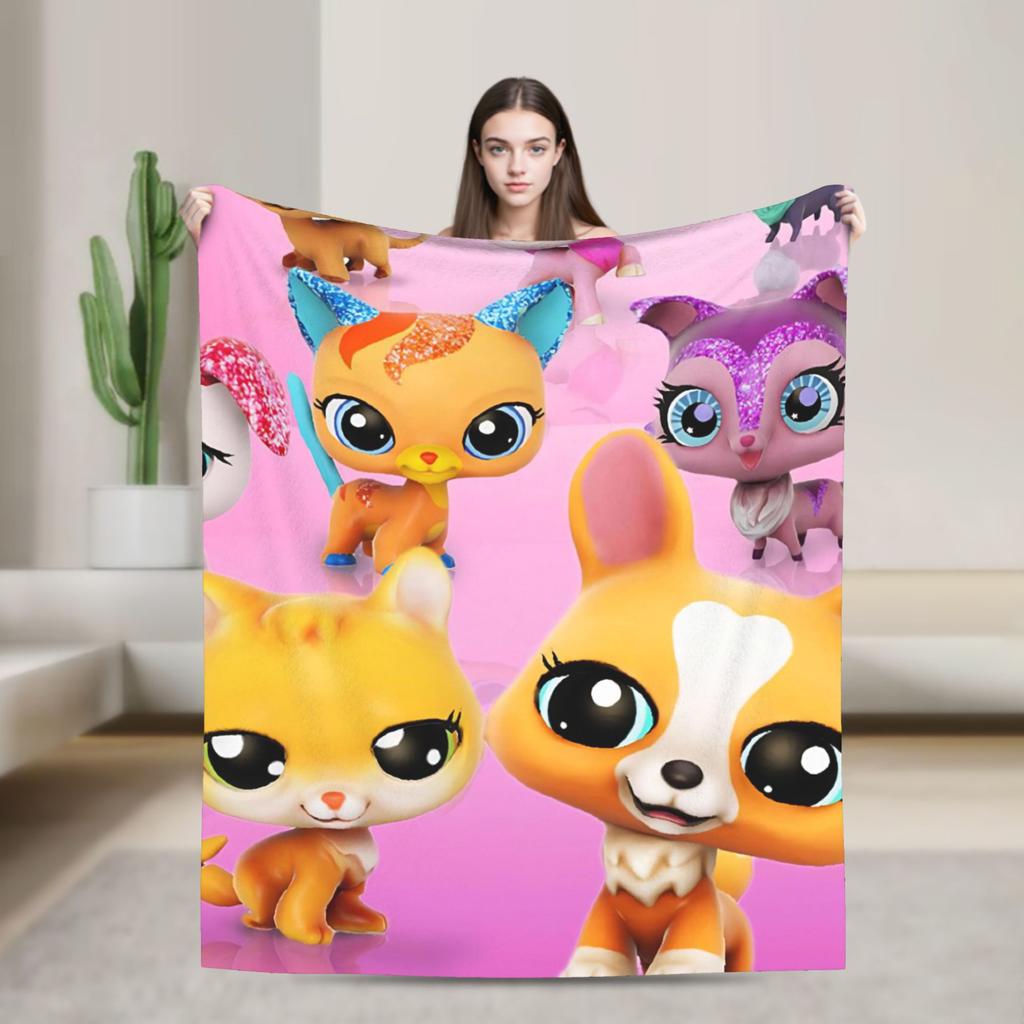 Теплое Мягкое Одеяло для Кемпинга Littlest Pet Shop Плед Фланелевое Покрывало для Улицы Новинка Чехол для Дивана-кровати