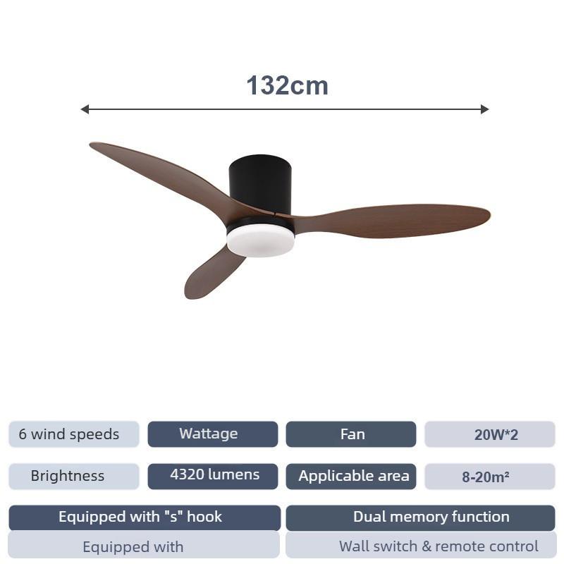 Потолочный вентилятор-светильник с регулируемой частотой для спальни, ретро, простой, подвесной, бытовой, бесшумный