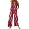 Women's Fashion Casual Button Sleeveless Jumpsuit Floral Flower Print Cotton Pocket Jumpsuit