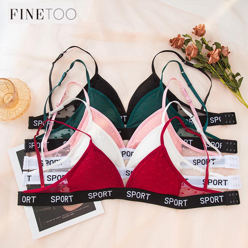 FINETOO Women's Lace Underwear Sports Bras Sexy Girls' Bra Detachable Breast Pads Bra 3/4 Cup Push Up Bra Triangle Cup Strap Underwear