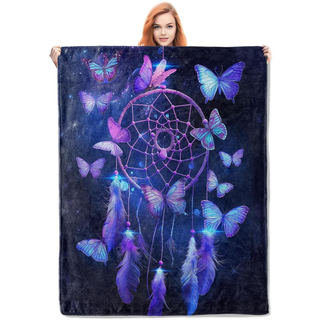 Dreamcatcher Blanket Boho Dream Catcher Plush Throw Blanket Flannel Fleece Blanket for Travel, Airplane, Bed, Couch, Car, Gift