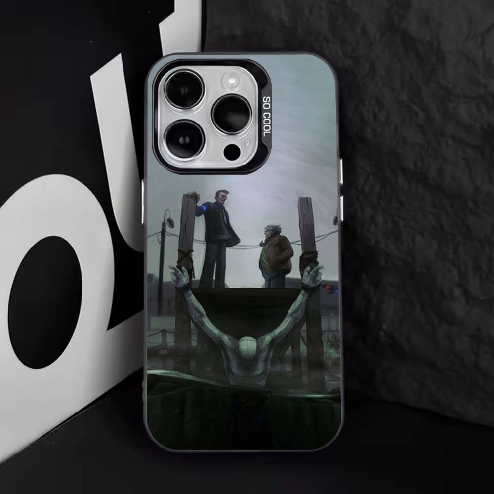 D-Detroit Become Human Чехол для телефона iPhone 17,16,15,14,13,12,11,Pro,XS,Max,Plus,Mini,SE4,E Черный Матовый Ударопрочный Чехол
