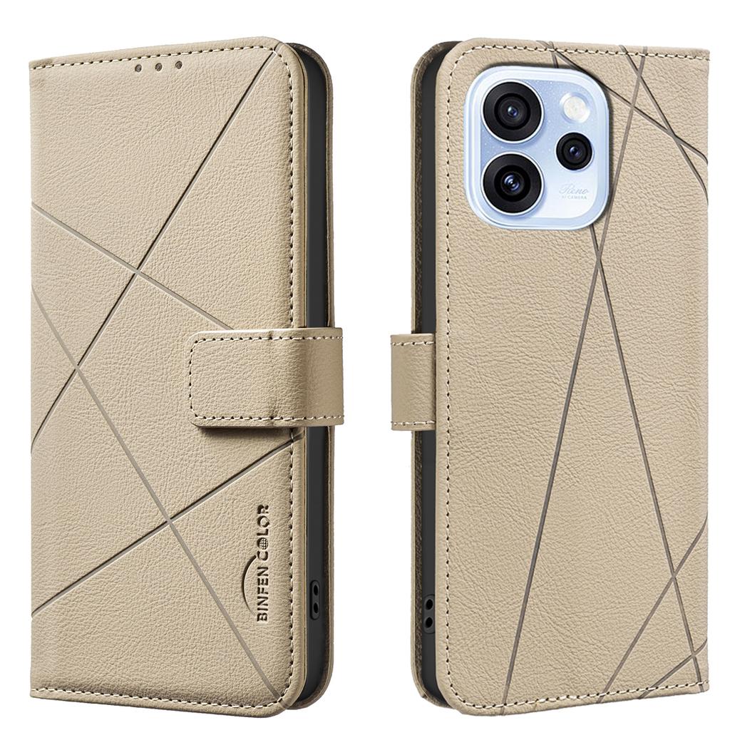 For Oppo Reno15 F 5G Case BINFEN COLOR BF35 Geometry Imprinted Leather Phone Cover RFID Blocking Wallet Stand