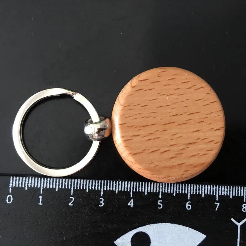 2pcs/lot Blanks Rectangle Round Wooden Keychain Wood Engraving Unfinished Keychain for DIY Crafts Gift Accessories