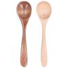 2Pcs Set Wooden Spoon with Curved Handle Small Mixing Scoop for Home Kitchen Restaurant