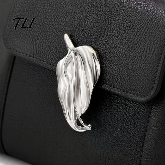 Metal Shirt Pin Irregular Leaf Alloy Brooch Pin, Silver Golden Plated Leaves Lapel Clothing Jewelry Accessory for Women Men Elegant