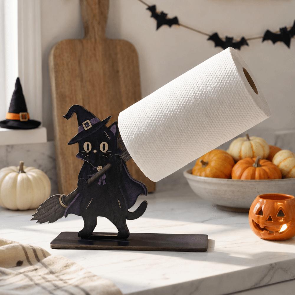 Wooden Halloween Tissue Holder 2D Flat Roll Paper Hanger Home Statue Restaurant Bar