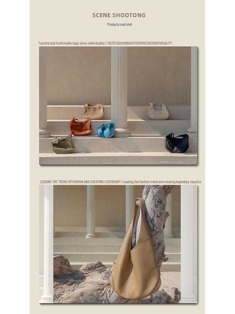 Женская сумка-тоут из натуральной кожи, модная, простая, ленивая, большая вместимость, высококачественный дизайн на одно плечо под мышкой