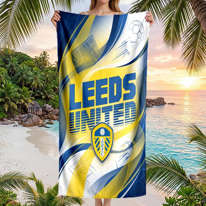 Пляжное полотенце Leeds United Football Мягкое из микрофибры Летнее полотенце Быстросохнущее Впитывающее полотенце для пляжа Бассейна Путешествий