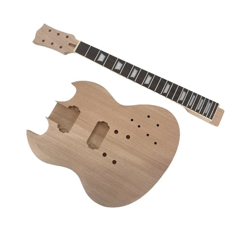 Yinfente 1-Piece Brown Guitar Kit - Mahogany Body & Neck, Rosewood Fretboard, 22 Frets, 24.75" Scale, DIY Guitar