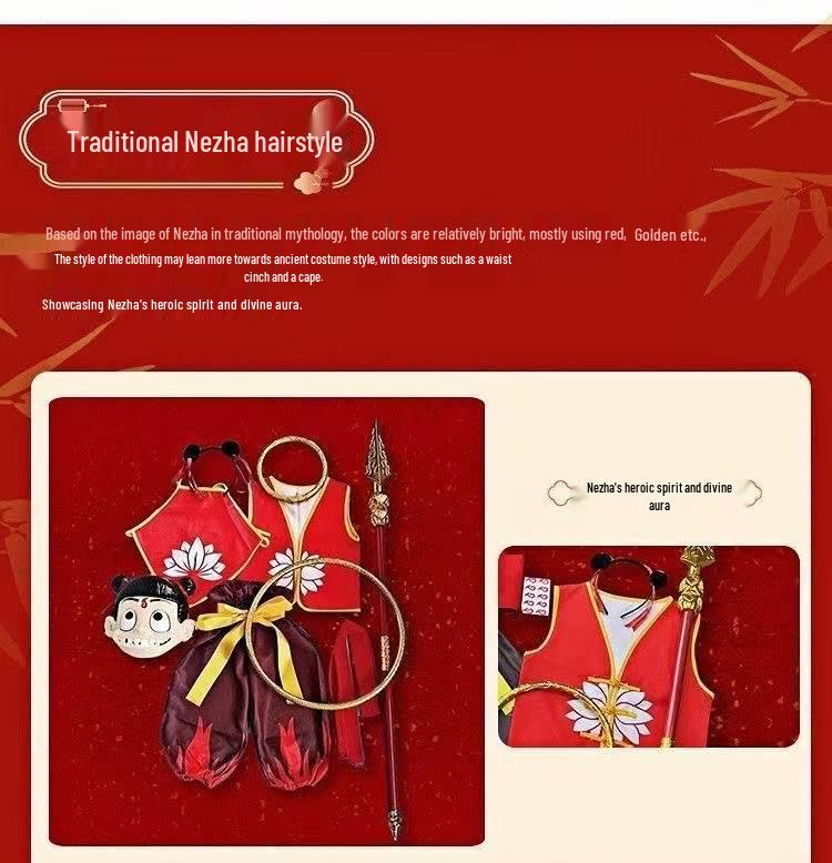 Костюм для косплея Нежа Демон Ребенок для детей - Унисекс Набор для детского праздника