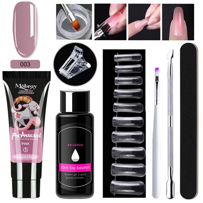 7Pcs Nail Extension Gel Kit, Crystal Nail Tools Set, Brush-On Acrylic Nail Extension Kit, Strong & Long-Lasting Nail Art