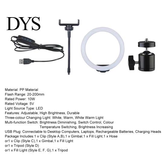 Live Fill Light 6/10/12 Inch Adjustable 360 Degree Rotatable High Ring Lamp Brightness Multifunction Switch LED Selfie for Photography