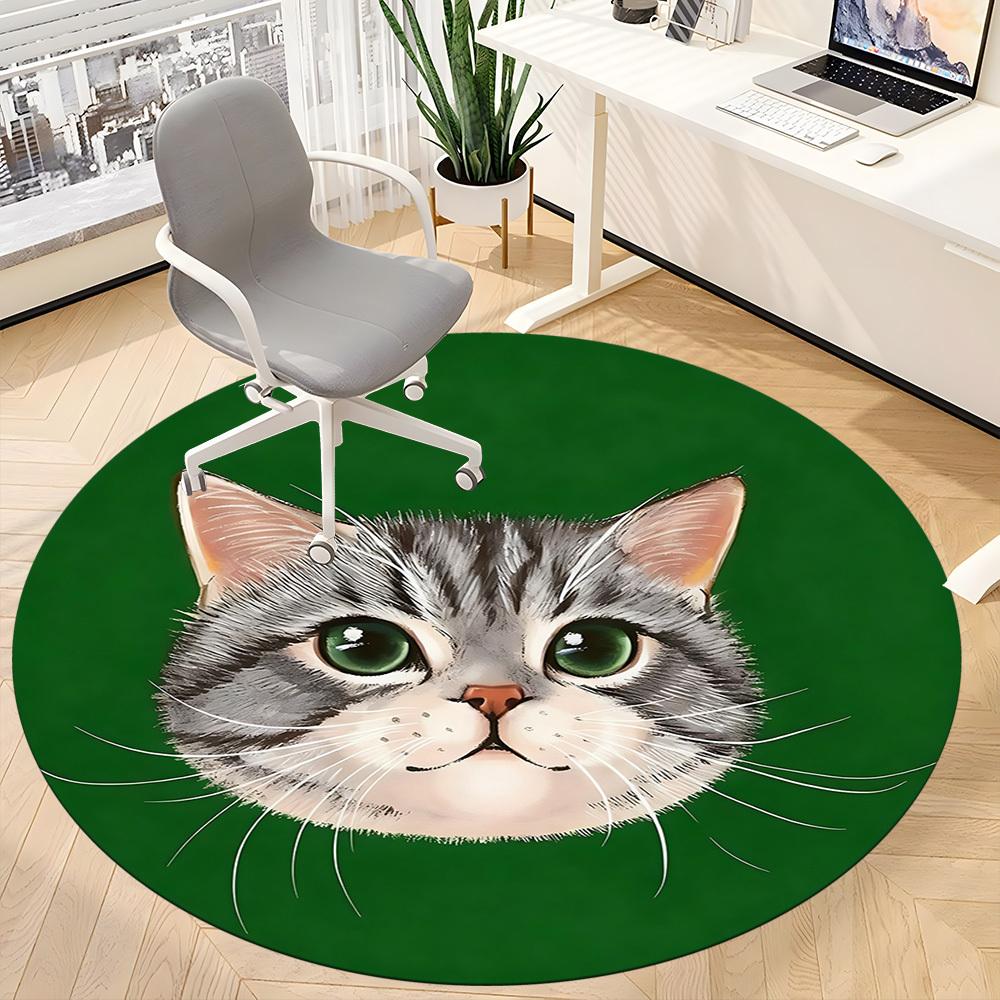 1PC Cat Whiskers Office Round Area Rug,  Mat Suitable ForOffice, Under Office Chairs Bedroom Living Room Home Decor, Room Deco
