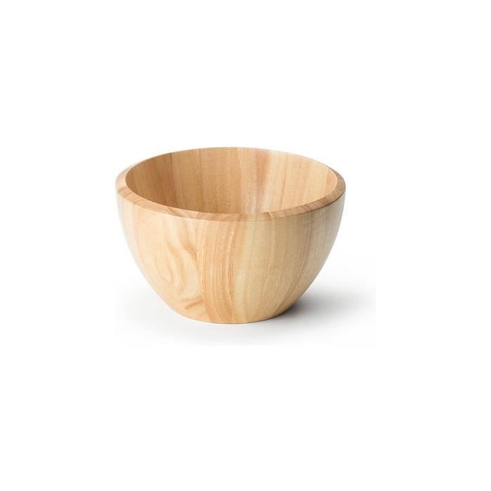 Saladier En Bois d'Hévéa Bord Arrondi Diamètre 25 Cm - Pour Les Grands - Pour La Cuisine - Accessoires En Bois De Cuisine