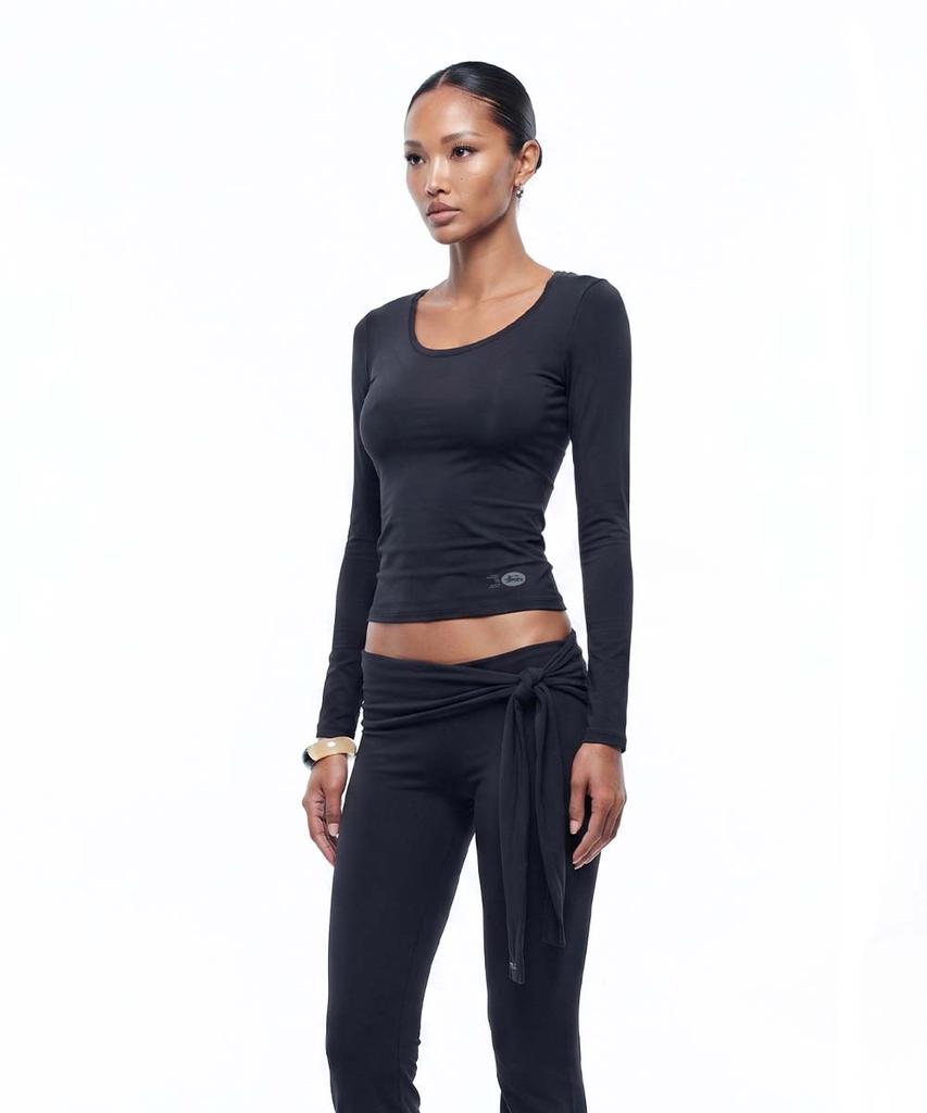 BADBLOOD Everyday Scoop Neck Long Sleeve T-Shirt - Charcoal
