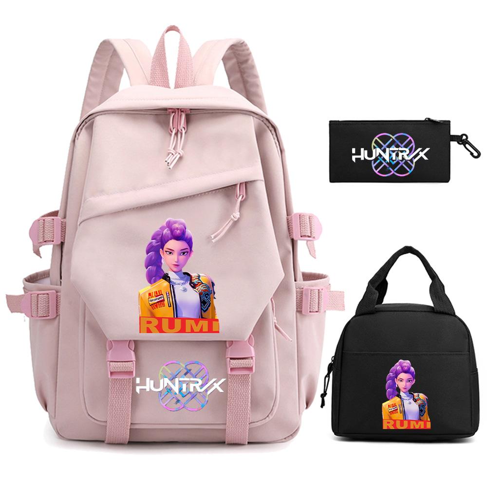 3Pcs/set Anime Cartoon Demon Hunters Printed Backpack for Teenger Children Student Schoolbag Girl Women Large Capacity Waterproof Travel Bag