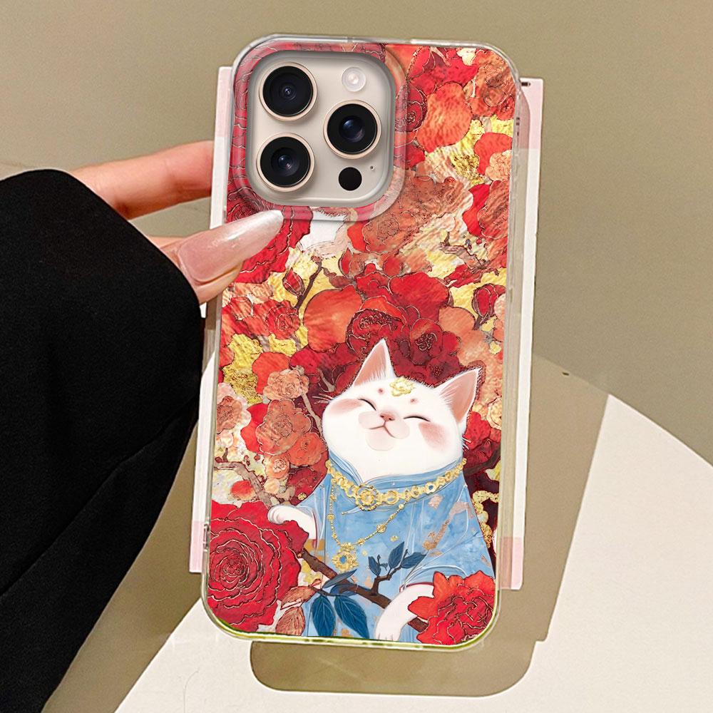 Корейский Милый Белый Кот Вихревой Узор Чехол для Телефона для iphone 16 15 14 7 8 Plus 13 11 12 Pro Max X XS XR SE 2022 2020 16e TPU Чехол