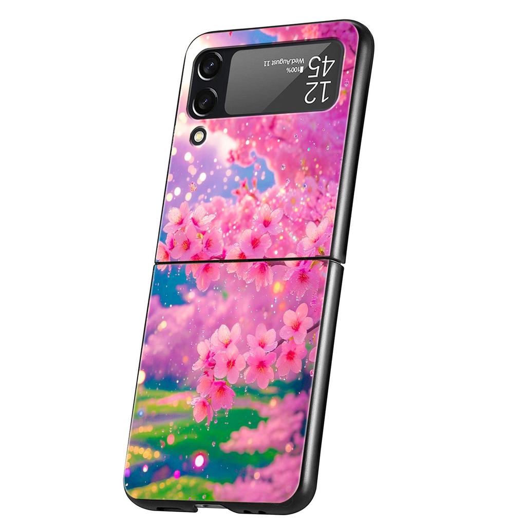 Корейский Цветочный Жесткий ПК Чехол для Телефона Для Samsung Galaxy Z Flip 7 6 5 4 Черный Чехол Для Galaxy Z Flip 3 Складной Корпус Fundas Capas
