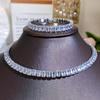 CMM Высококачественное роскошное блестящее квадратное циркониевое ожерелье, браслет-воротник, модный комплект из 2 предметов, женские вечерние свадебные украшения