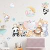 Cartoon Forest Animal Wall Sticker Home Decoration Rabbit Bear Hot Air Balloon Baby Nursery Kids Room Removable Wall Decals