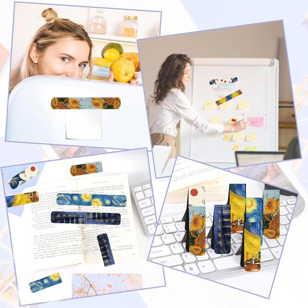 4pcs Retro Painting Bookmark for Books Vintage Items Veiws Magnetic Page Clips Book Marker Unique Reading Gift