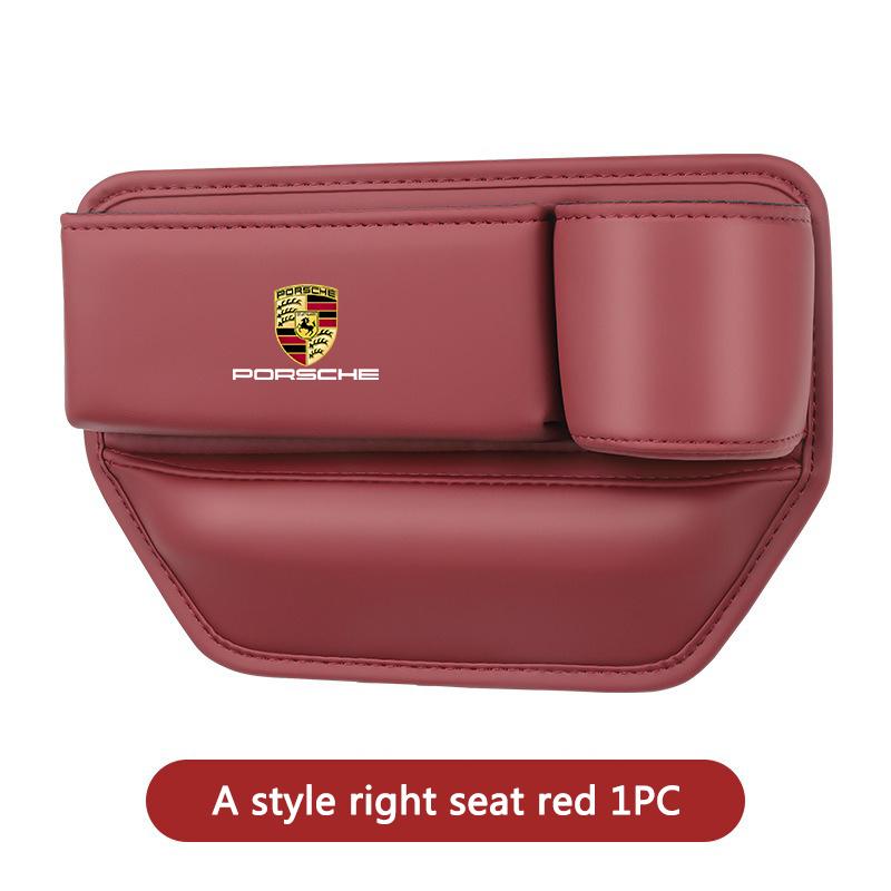 Leather Car Seat Gap Storage Box Water Cup Phone Brace Auto Accessories For Porsche Cayenne Panamera Macan 911 718 Taycan Cayman