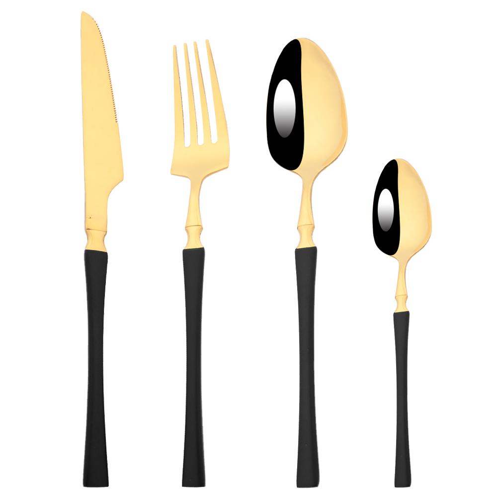 20Pcs (5set) Luxury Pink Gold Dinnerware Set Stainless Steel Flatware Cutlery Set Kitchen Fork Knife Spoon Tableware Silverware Set