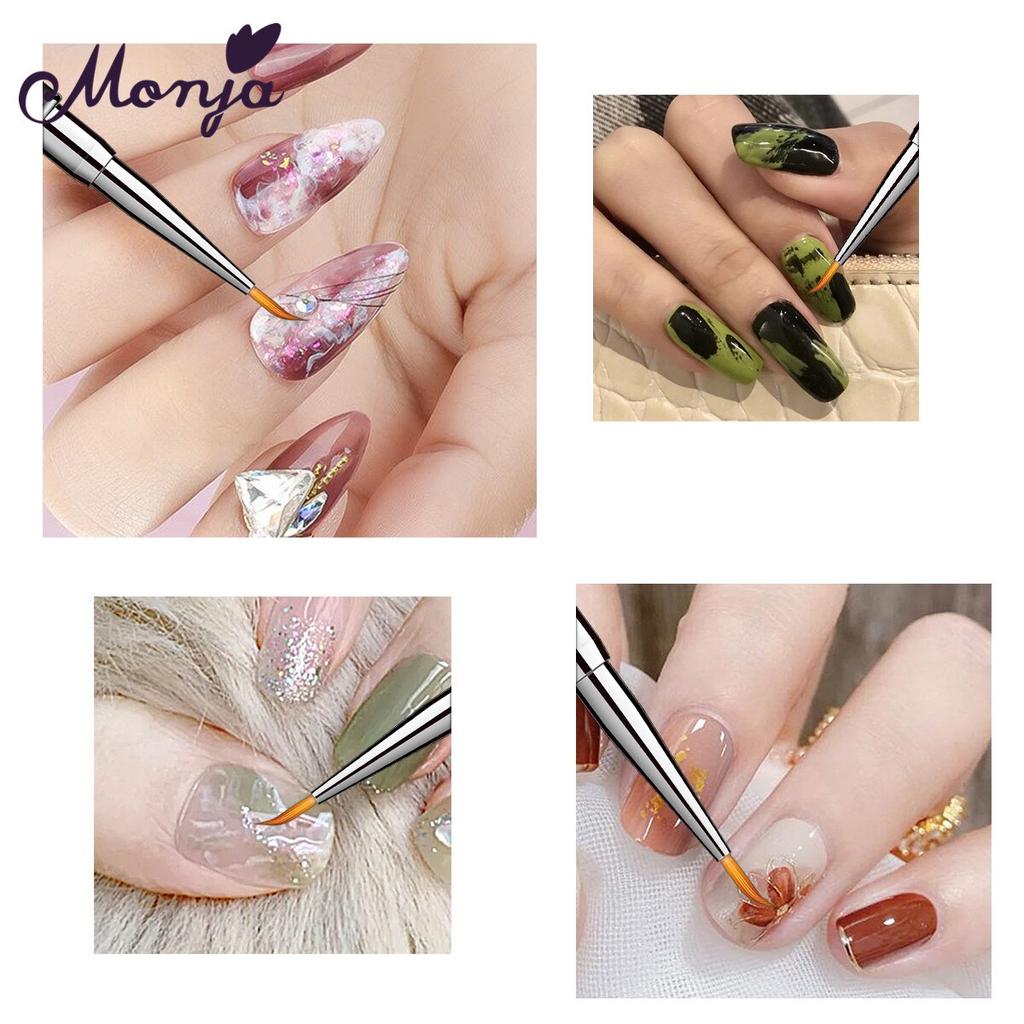 monja Ручка со стразами, многофункциональная кисть для рисования ногтей, полоски, линии, цветы, гель для ногтей, ручка для рисования, маникюрный инструмент