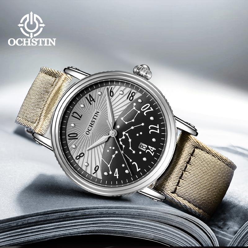 OCHSTIN Automatic Mechanical Movement Wristwatch Men Nylon Strap Mineral Hardened Glass Watches Man Waterproof Classic Watch